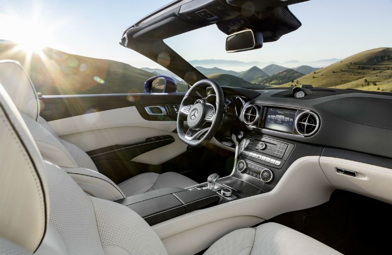 2017 mercedes-benz sl interior with convertible roof down