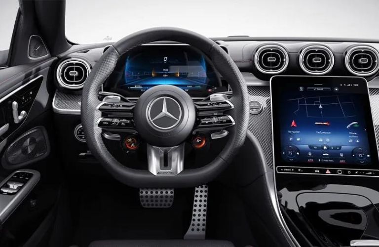 interior steering and dashboard of the 2024 Mercedes-Benz AMG C 43 4MATIC Sedan