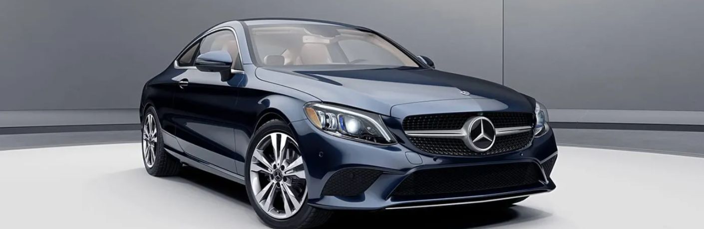 Front-quarter view of the 2024 Mercedes-Benz C Class 300 4Matic Coupe