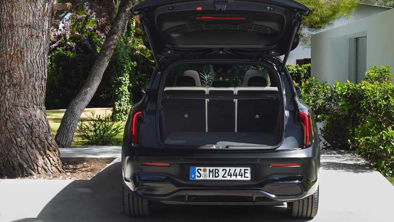 A rear exterior view of the 2027 GLB SUV EV