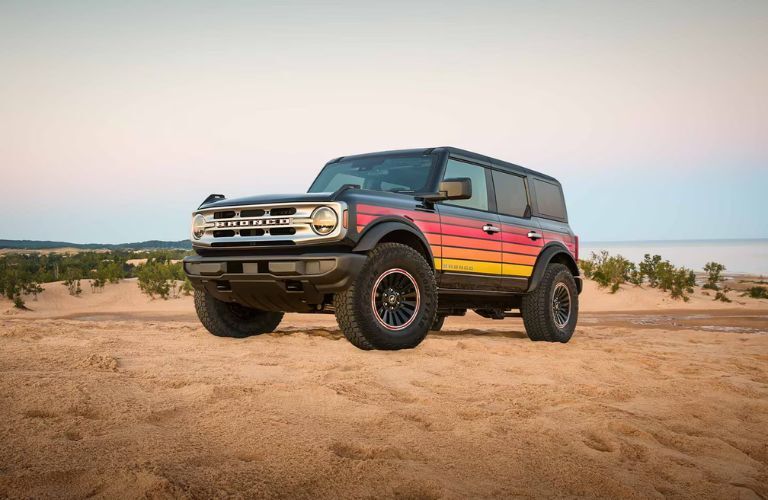 2025 Ford Bronco Big Bend front and side angle on a beach