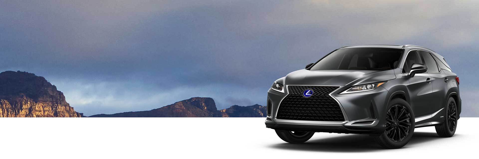 Exterior of the Lexus RXhL AWD Black Line Special Edition shown in Cloudburst Gray.