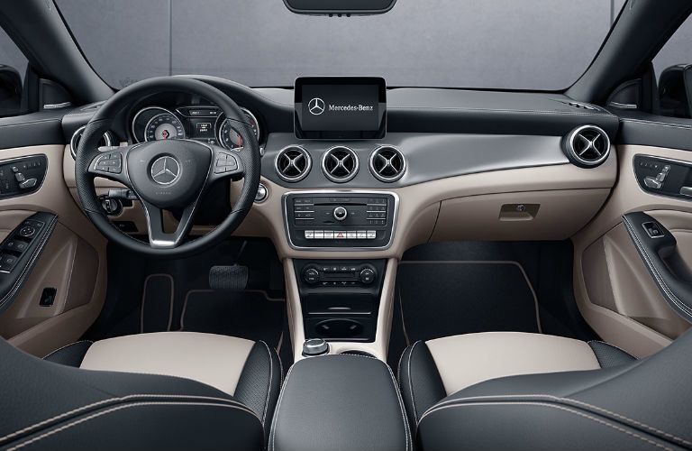 Front seats and dashboard in the 2019 Mercedes-Benz CLA Coupe