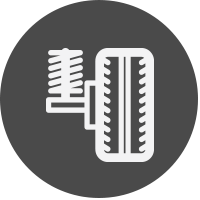 Grey dot with automotive part icon