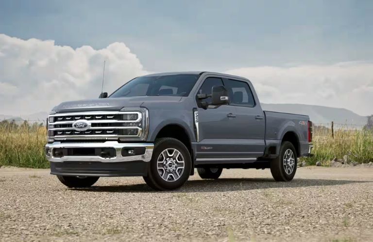 Front-quarter view of the 2024 Ford-350 Charcoal Gray