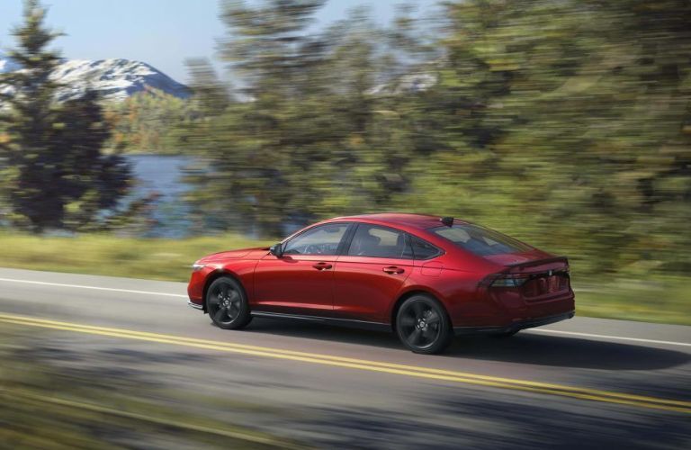 2026 Honda Accord Hybrid Red on the road