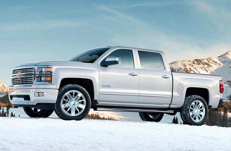 Chevy Silverado on snowy mountain