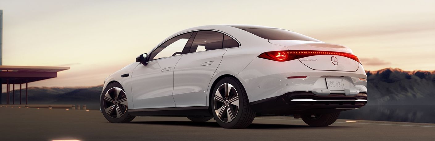 Rear-quarter view of the 2027 Mercedes-Benz CLA Sedan White