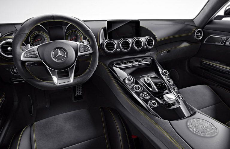 2016 Mercedes-AMG GT S view of steering wheel and dashboard from driver seat