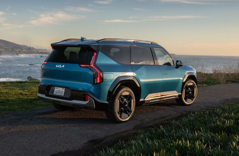 Rear view of the 2026 Kia EV9 Blue