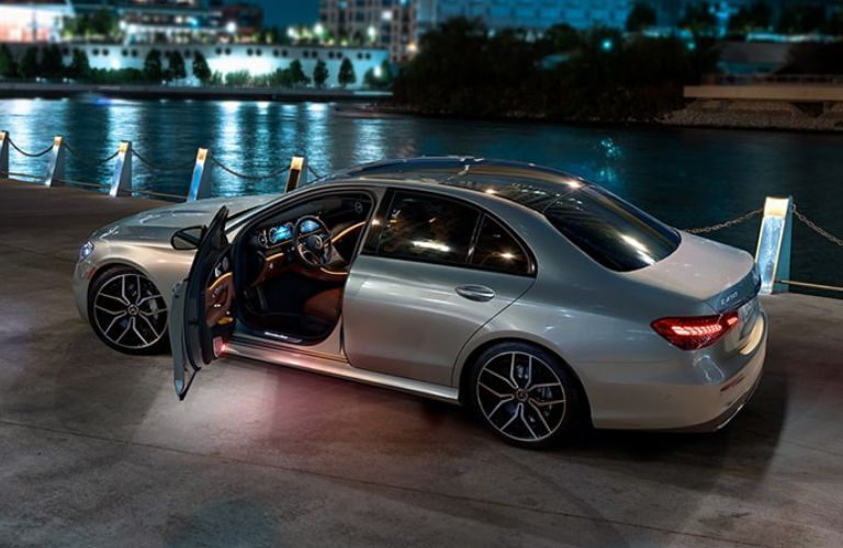 Side view of the 2023 Mercedes-Benz E-Class with driver's door opened