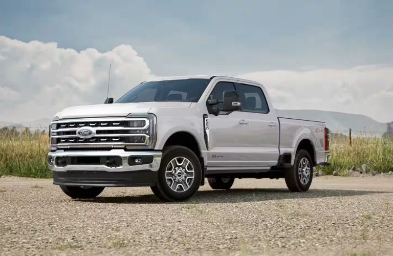 Front-quarter view of the 2024 Ford-350 White