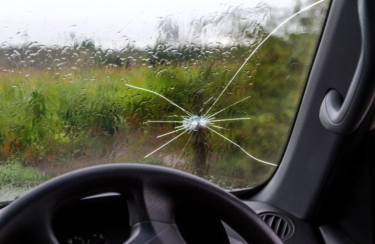 chipped windshield in a car