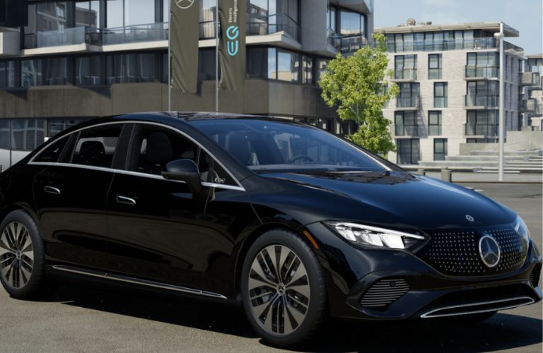 front and side view of the 2025 Mercedes-Benz EQE 350+ Sedan
