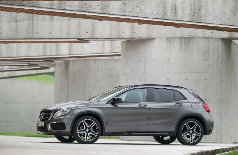 Side view of the CPO Mercedes-Benz GLA Gray