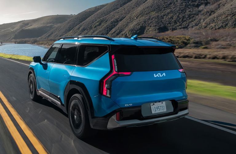 Rear view image of the 2026 Kia EV9