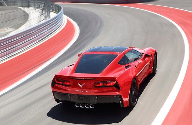 Car racing down track