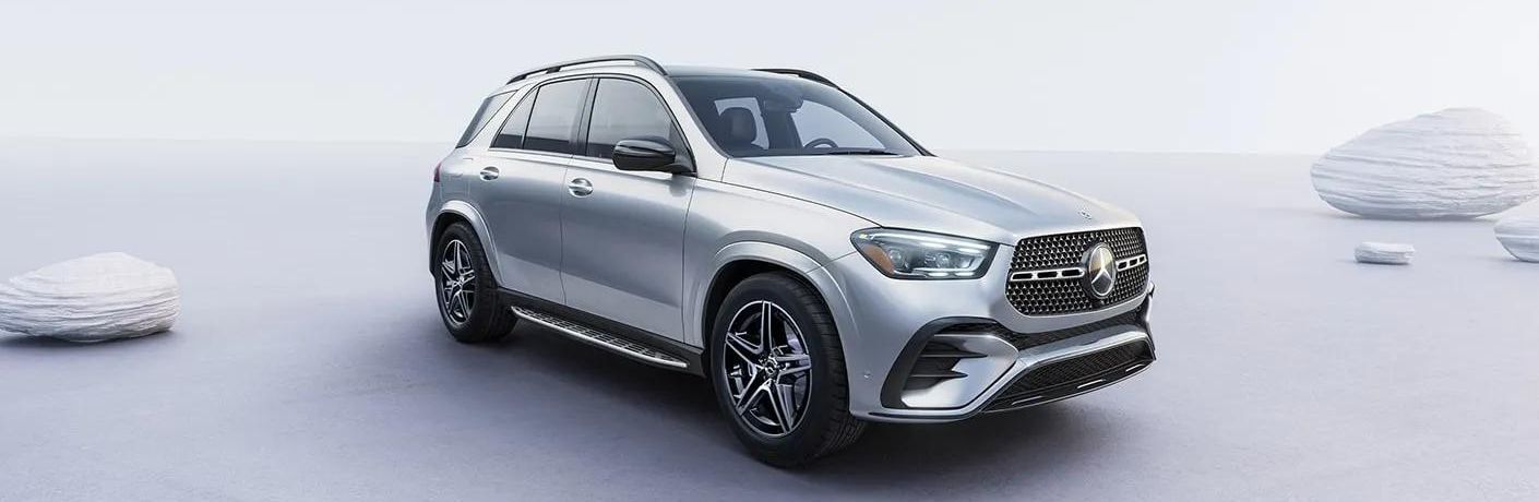 diagonal front view image of a Mercedes-Benz SUV