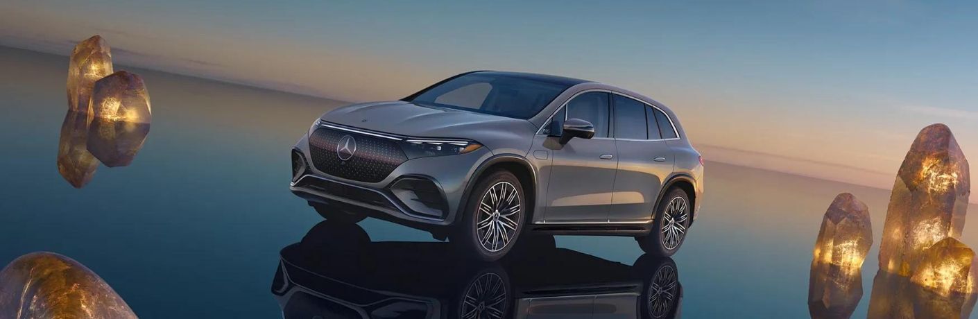 Front-quarter view of the 2024 Mercedes-Benz EQS 450+ SUV Gray