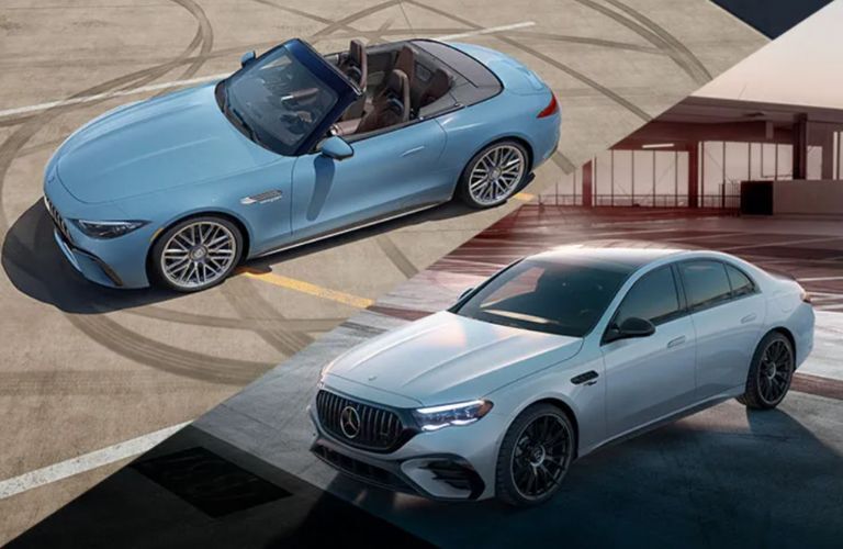 top view of two Mercedes-Benz Plug-In Hybrid vehicles