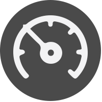 Grey dot with icon of a speedometer