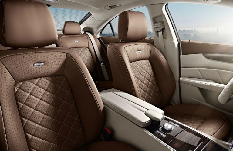 Brown upholstery on the front seats of the 2016 Mercedes-Benz CLS
