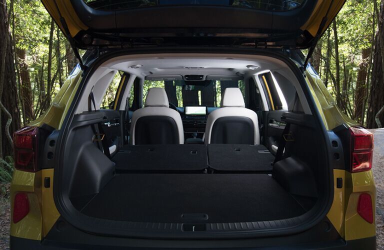 2021 Kia Seltos cargo area with seats folded