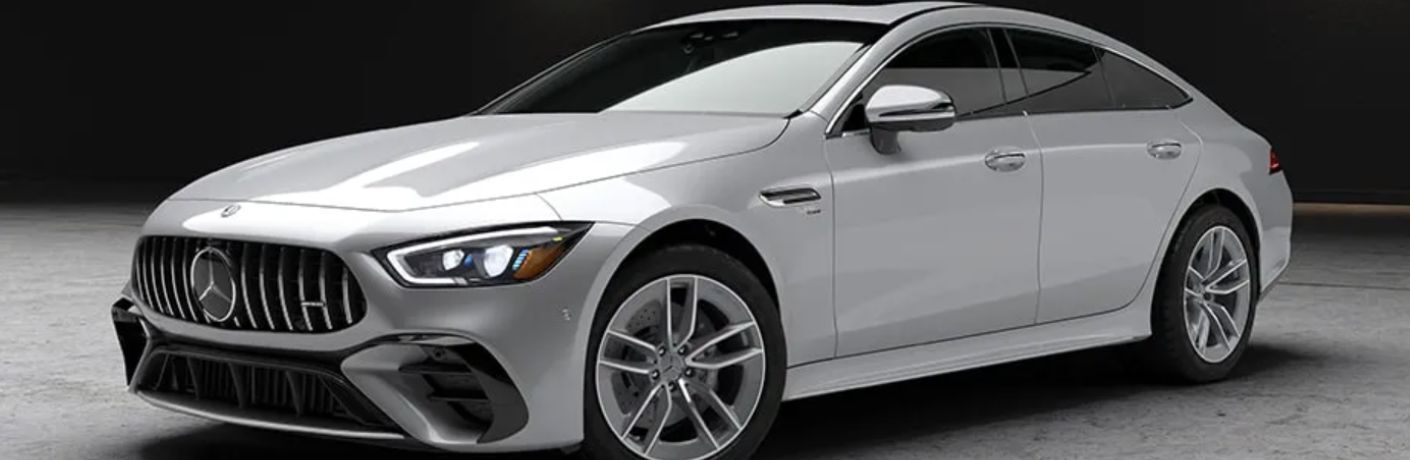 Front-quarter and side view of the 2024 Mercedes-AMG GT 43 4-Door Coupe