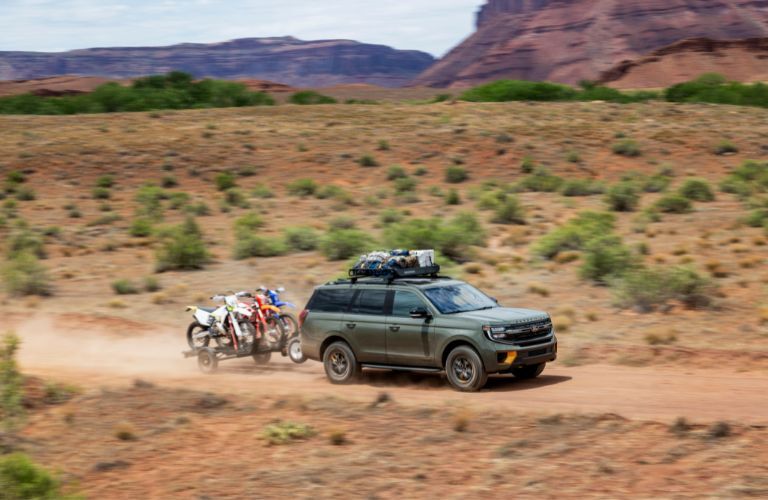 2025 Ford Expedition Tremor towing bikes off-road front view