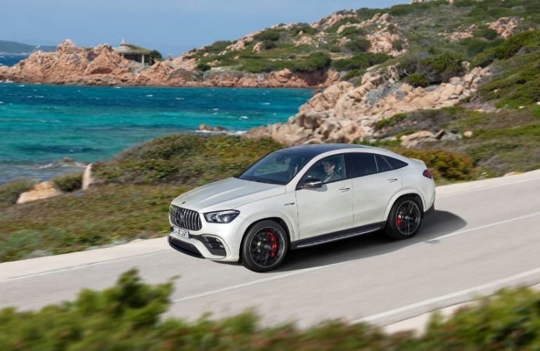 2021 MB AMG GLE exterior front fascia driver side in front of ocean