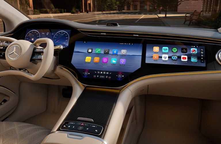 2027 Mercedes-Benz EQS steering wheel and infotainment system