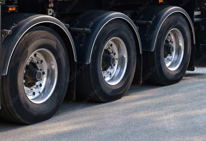 A detail of heavy truck tires.
