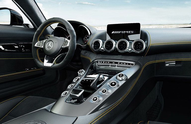 2016 Mercedes-AMG GT S view of steering wheel and dashboard from front passenger seat