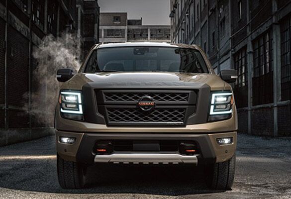 2023 Titan front view with buildings in the background