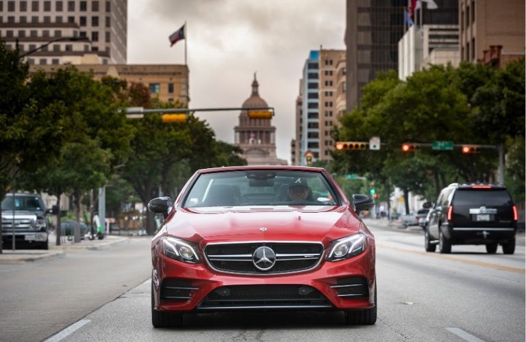 2020 MB E-Class Cabriolet exterior front fascia on city road