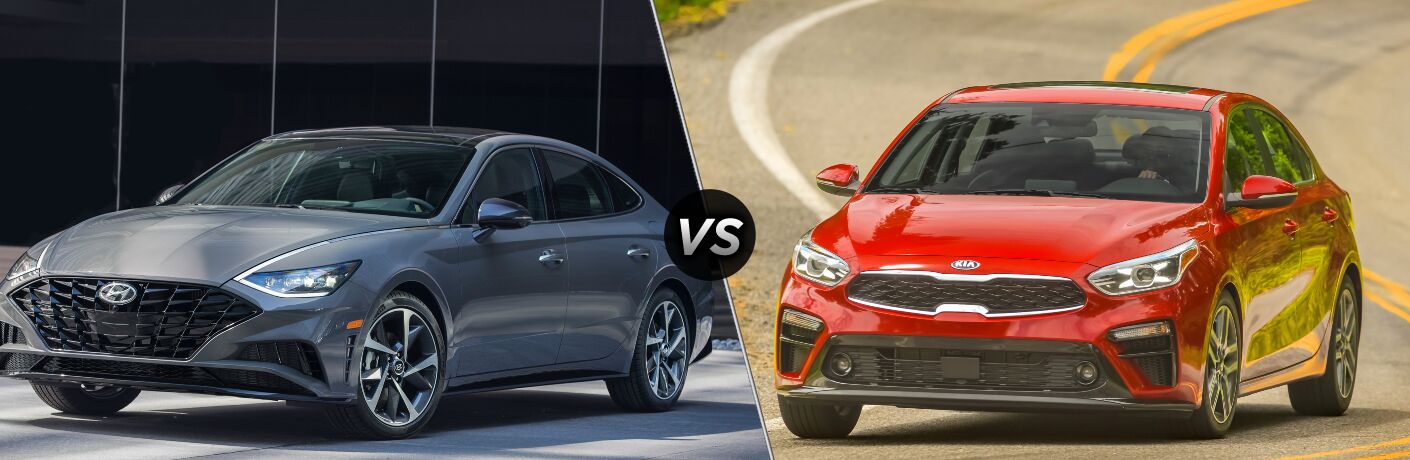 2021 Hyundai Sonata vs 2021 Kia Forte front quarter view
