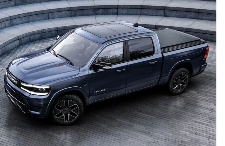 Aerial view of the 2025 Ram 1500 REV Blue