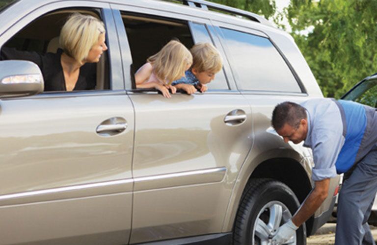 Tech working on a wheel