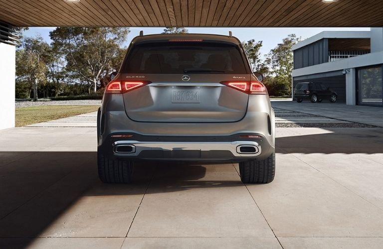 Silver 2022 Mercedes-Benz GLE Rear Exterior in a Garage