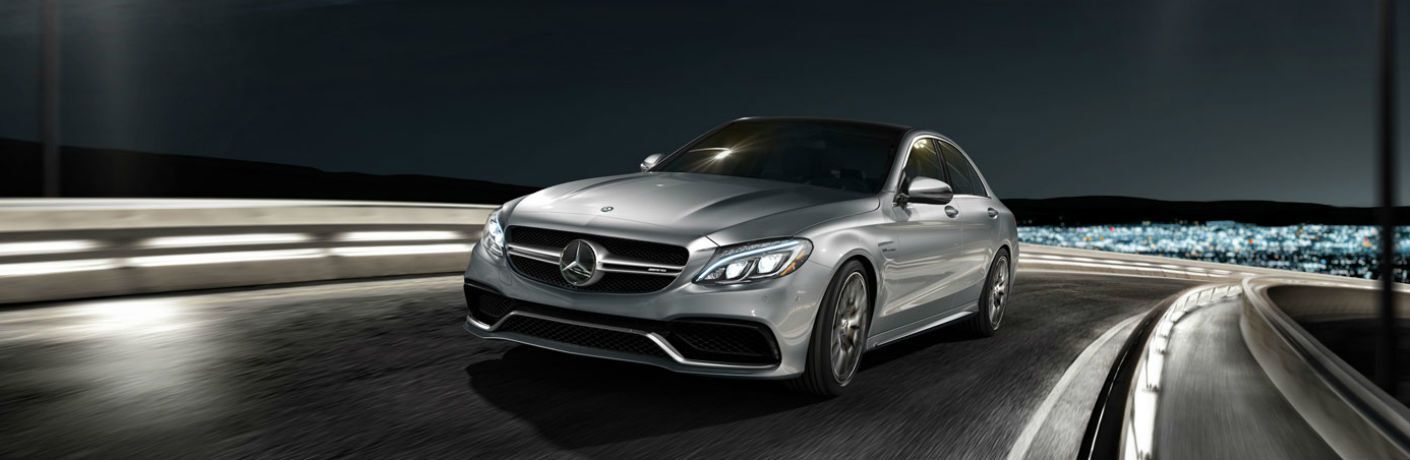 2018 Mercedes-AMG C 63 Sedan on highway at night