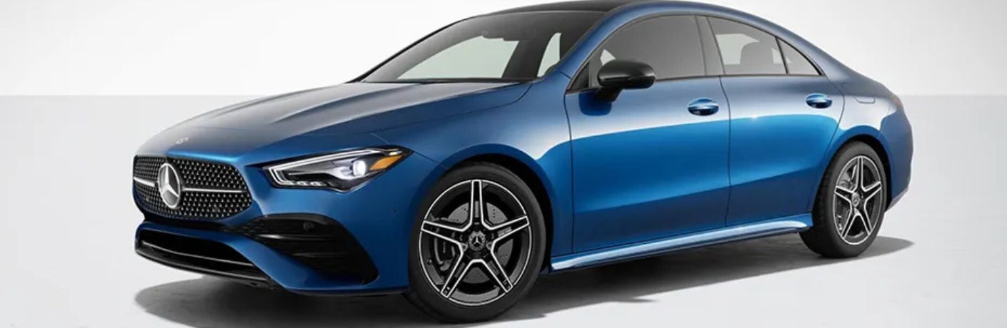 Front-quarter view of the 2026 Mercedes-Benz CLA 250 4MATIC® Coupe Blue