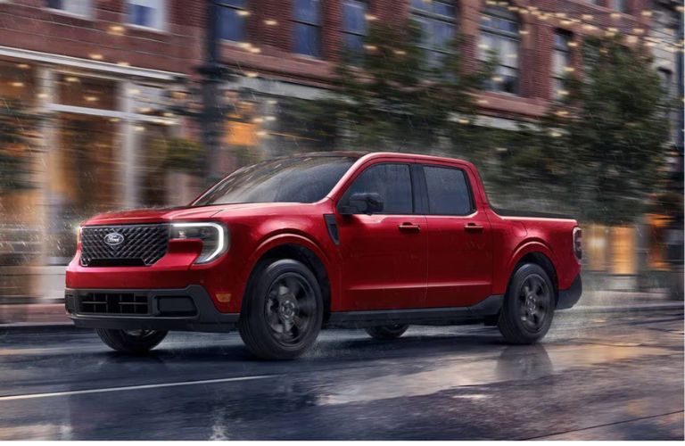 2025 Ford Maverick on a wet city street