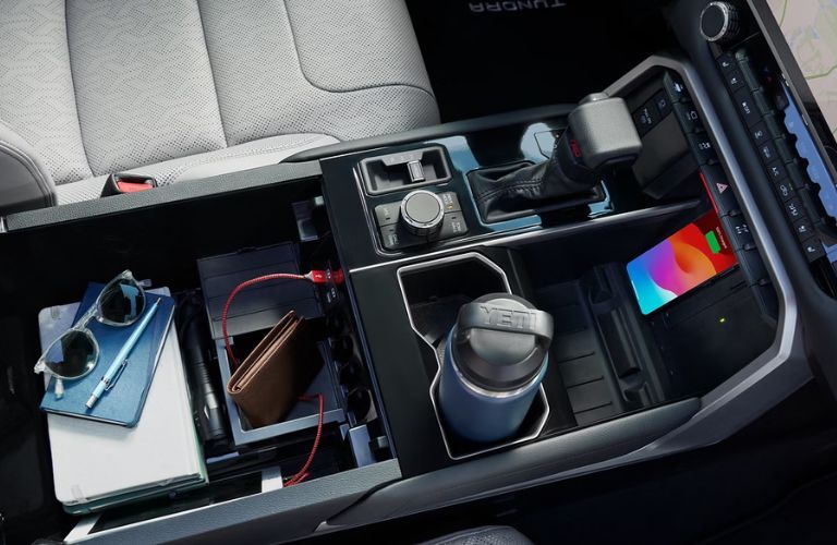 interior center console storage in the 2024 Toyota Tundra