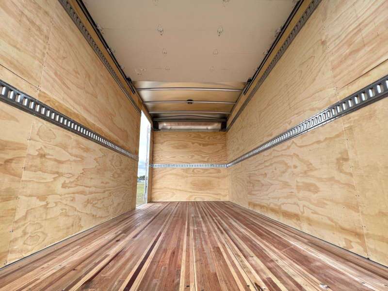 An interior view of a box truck bed