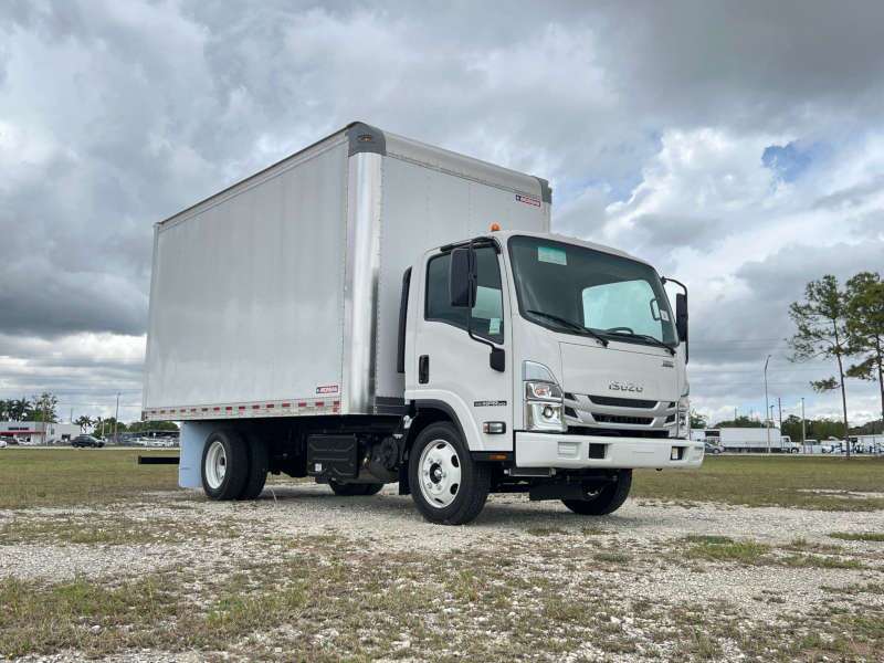A front quarter exterior view of a box truck