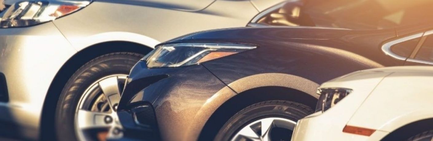 Used cars parked in a parking lot