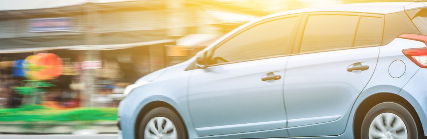 side view of a silver car