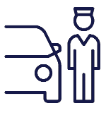 Drawing of a valet driver next to a car