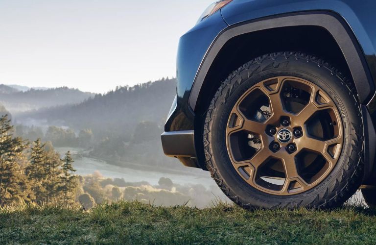 The wheel of the Toyota RAV4 is shown.