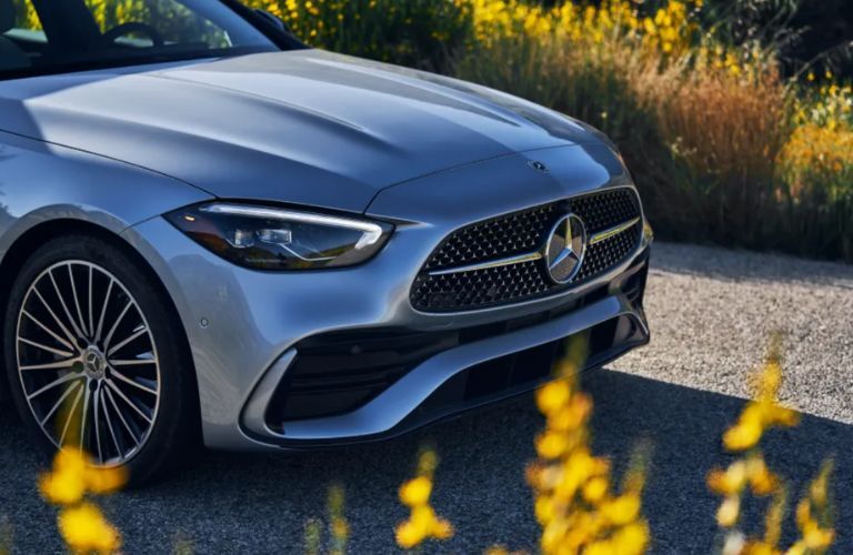 close up of hood of a Mercedes-Benz